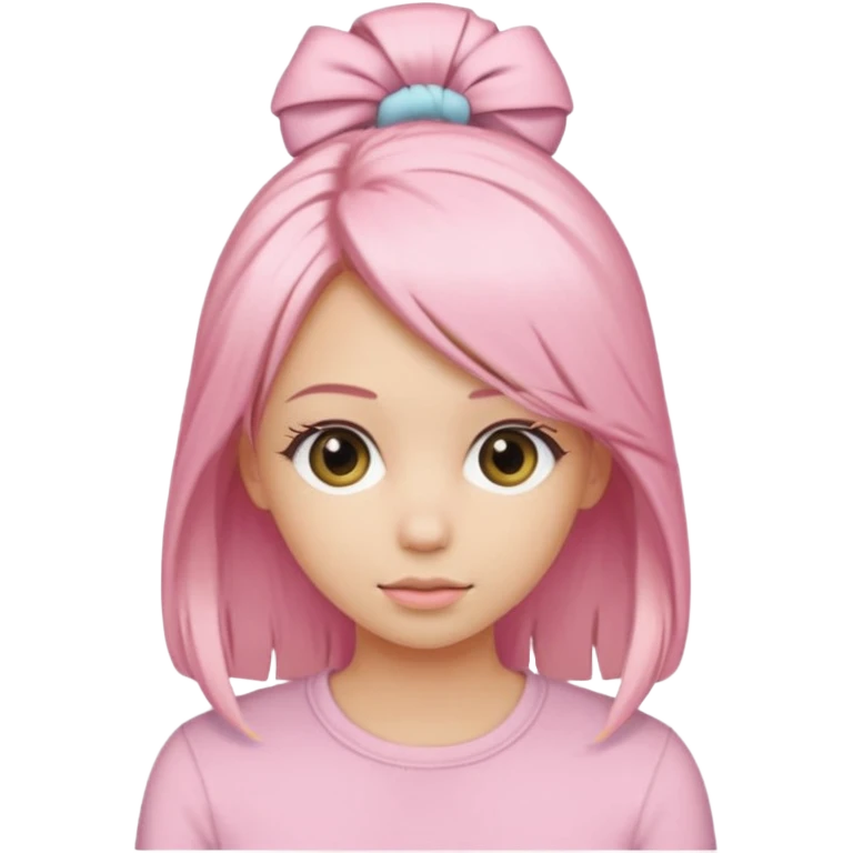 pastel pink hair tie worn on blonde hair emoji