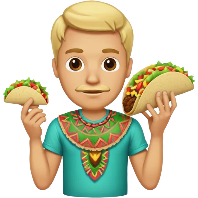 blonde man with tiki shirt holding taco emoji