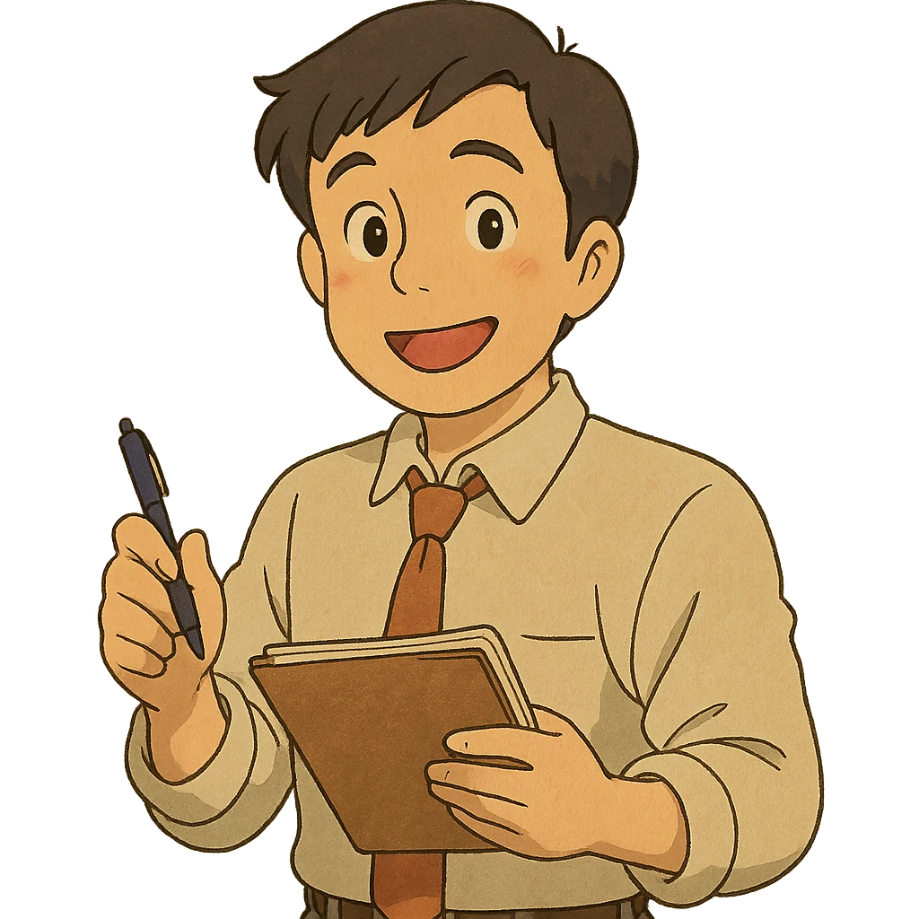 friendly recruiter emoji in business casual holding a pen and notepad emoji