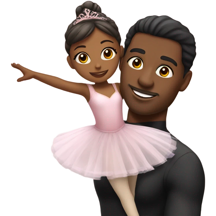 black male ballerina holding black female ballerina in the air emoji