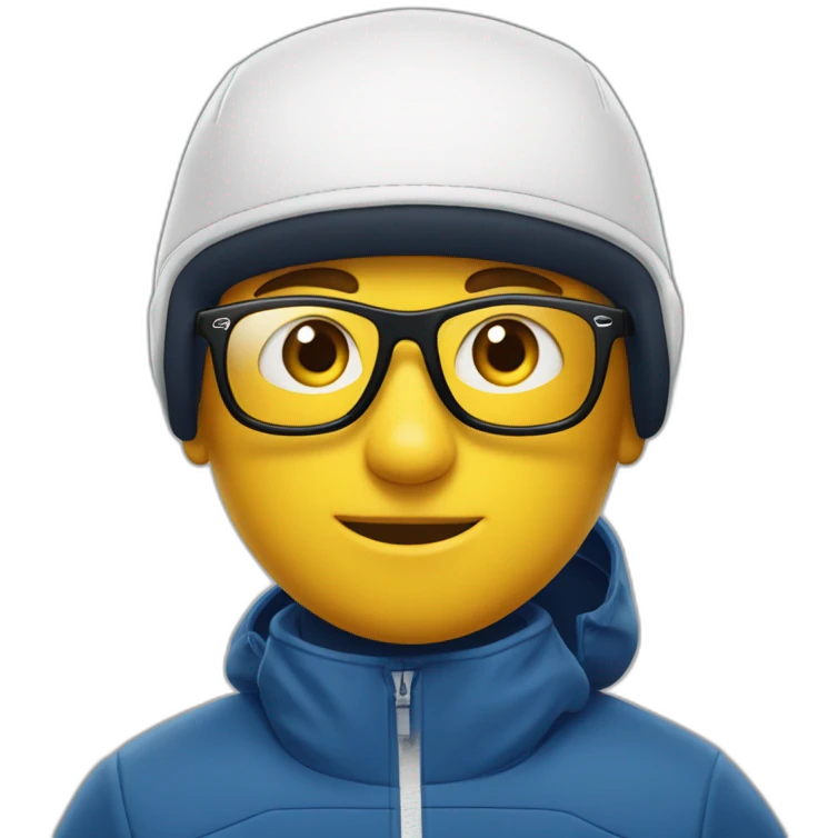 Un garçon blanc qui porte das lunettes de ski, il a les cheveux noirs, un survetement de lacoste et une casquette nike emoji