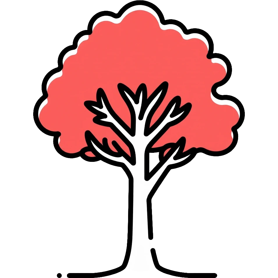 white tree with red foliage emoji