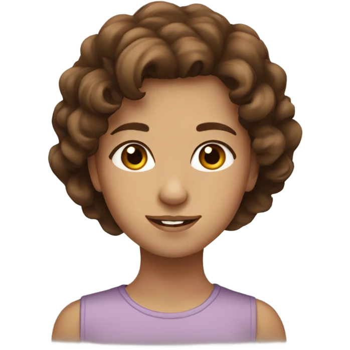 short brown wavy haired girl with a brown eyes proud emoji