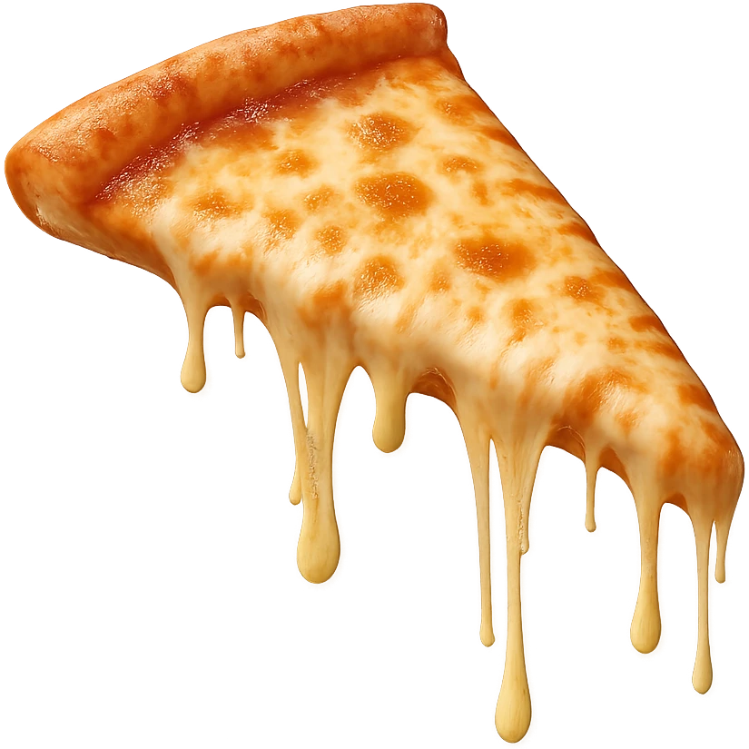 a slice of pizza with melting cheese emoji