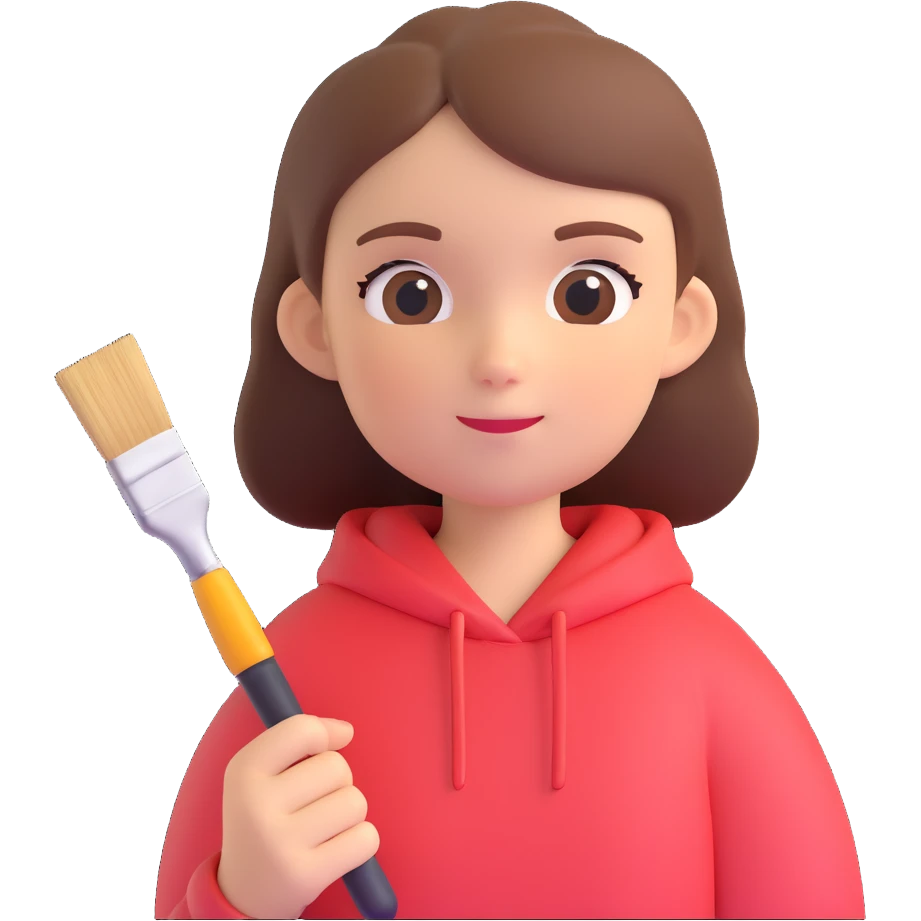 A girl holding a brush emoji