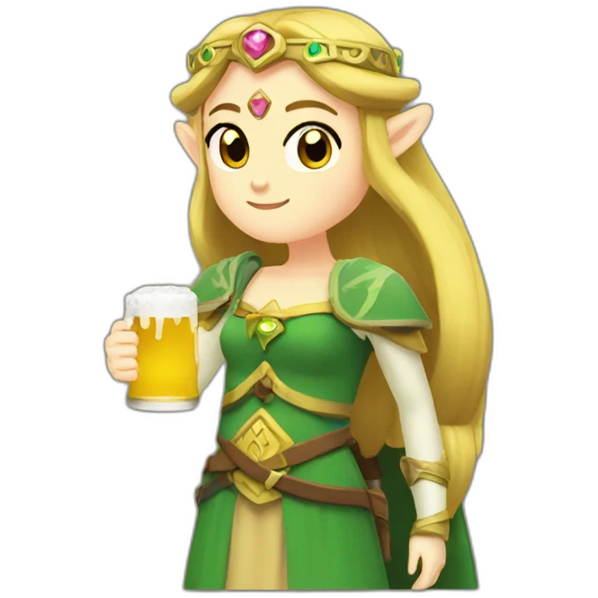 princess zelda drinking beer emoji
