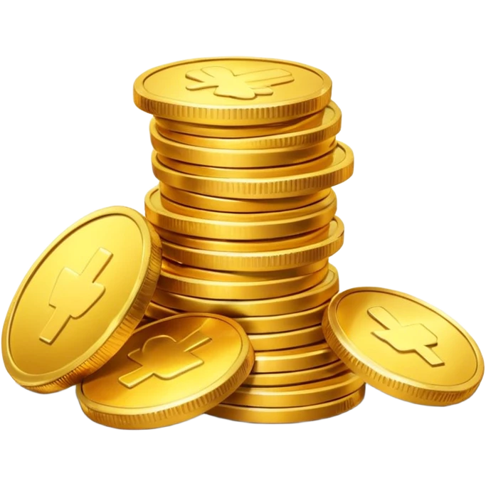 small pile of gold coins, shiny gold, no symbols, no text,  emoji
