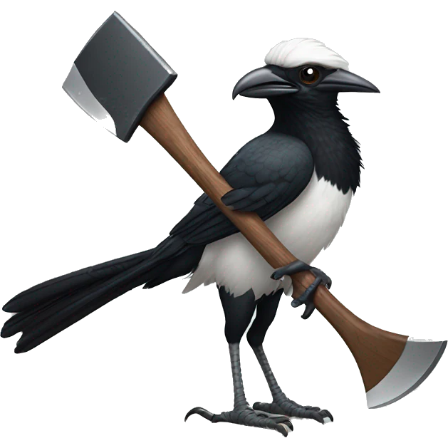 Australian Magpie with axe emoji