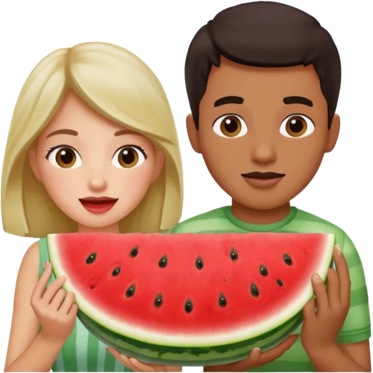 Couple eating Watermelon  emoji