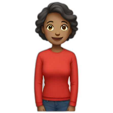 My mom is dressed in red emoji