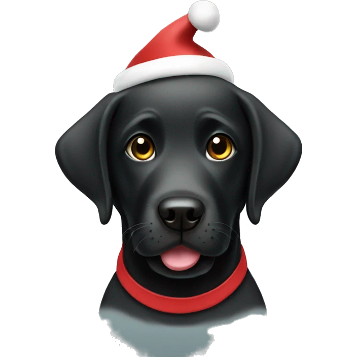 Black Labrador wearing Santa hat emoji