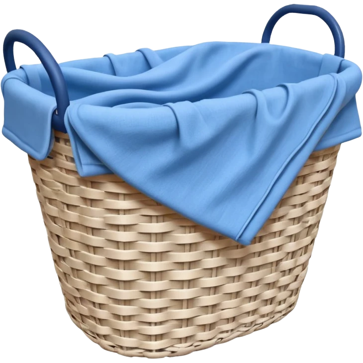 white LAUNDRY BASKET WITH FOLDED blue CLOTHES emoji