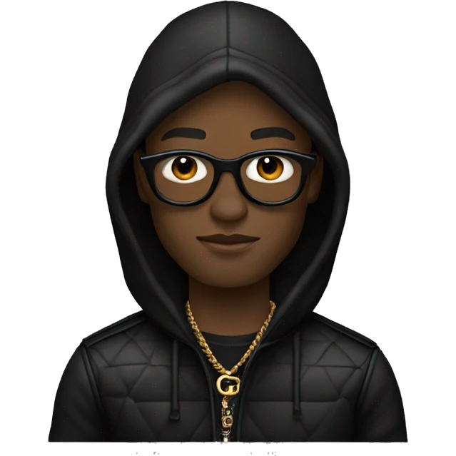 Guy wearing all black designer gucci emoji