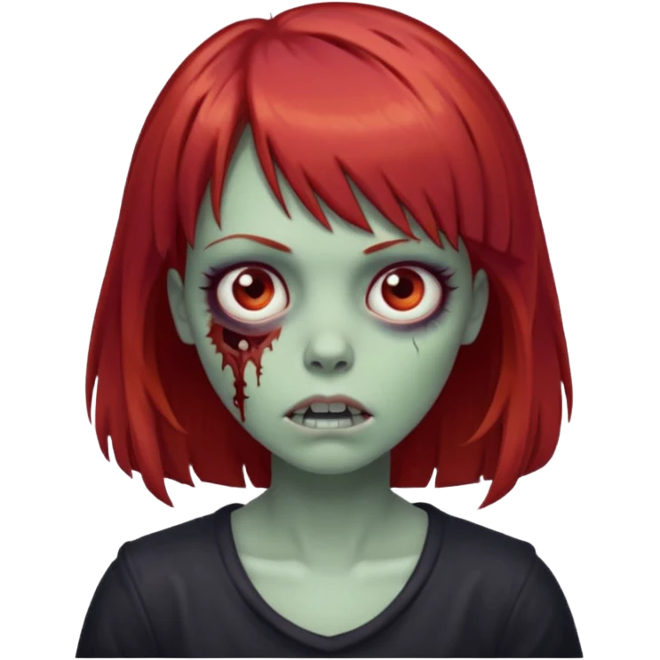 menina zumbi de franja e cabelo vermelho médio  emoji