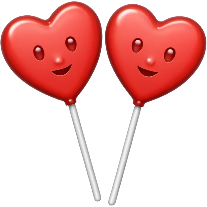 2 Christmas red heart-shaped lollipops emoji