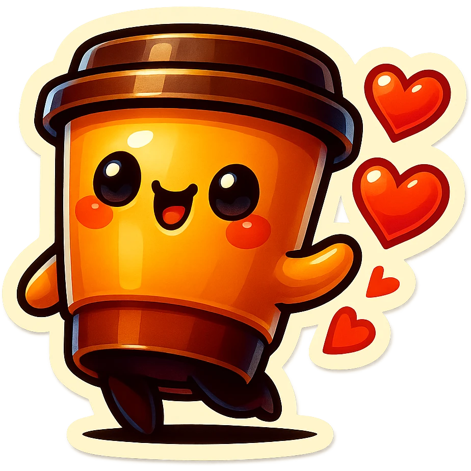 Tall coffee cup, bowing, gushing with love, worship emoji