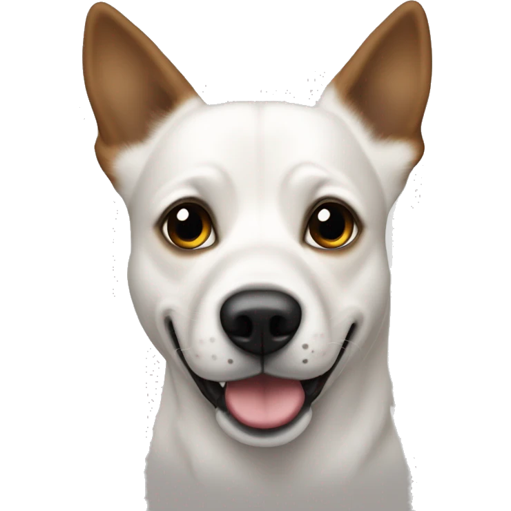 Perro blanco con manchas negras y la cara negra y ojos avellana  emoji