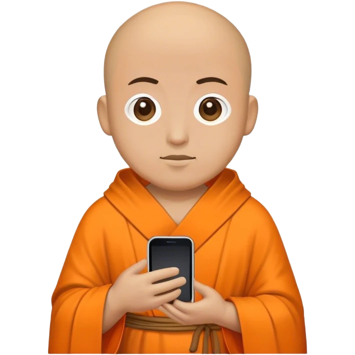 a mobile Phone in a monk orange robe emoji
