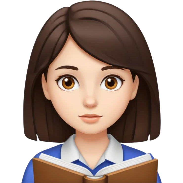 Brown eyed brunette girl with white skin study emoji