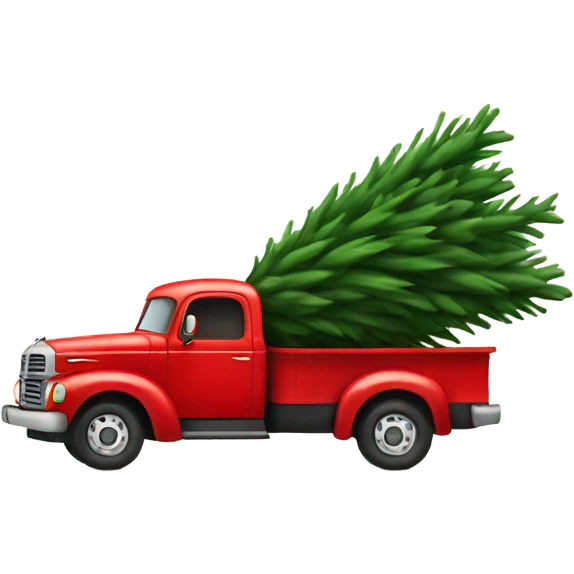 Christmas tree hauling a red truck emoji