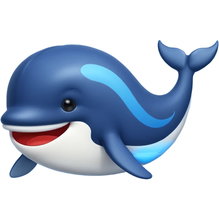 Deepseek icon whale emojis in blue black and red. emoji