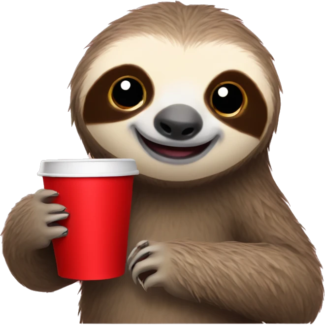 Sloth holding a red cup emoji