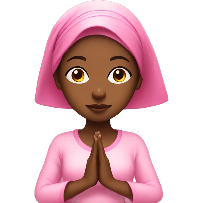 Black girl wearing pink doing meditation emoji