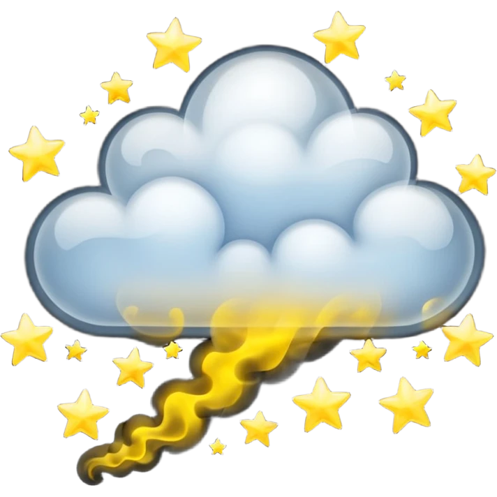 Black cloud with shiny yellow stars emoji