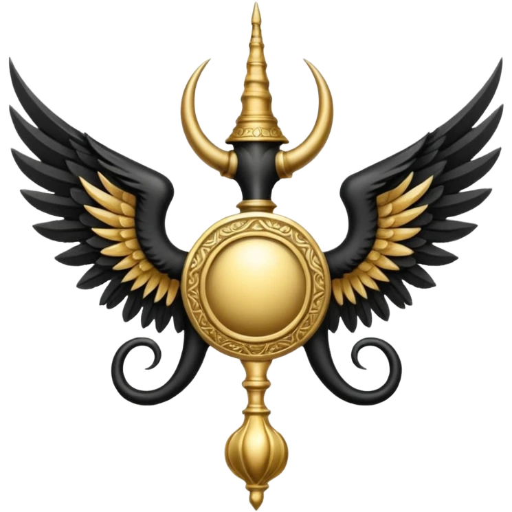 Holy Emblem with black wings and horn emoji
