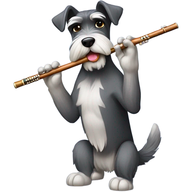 Schnauzer playing a flute emoji