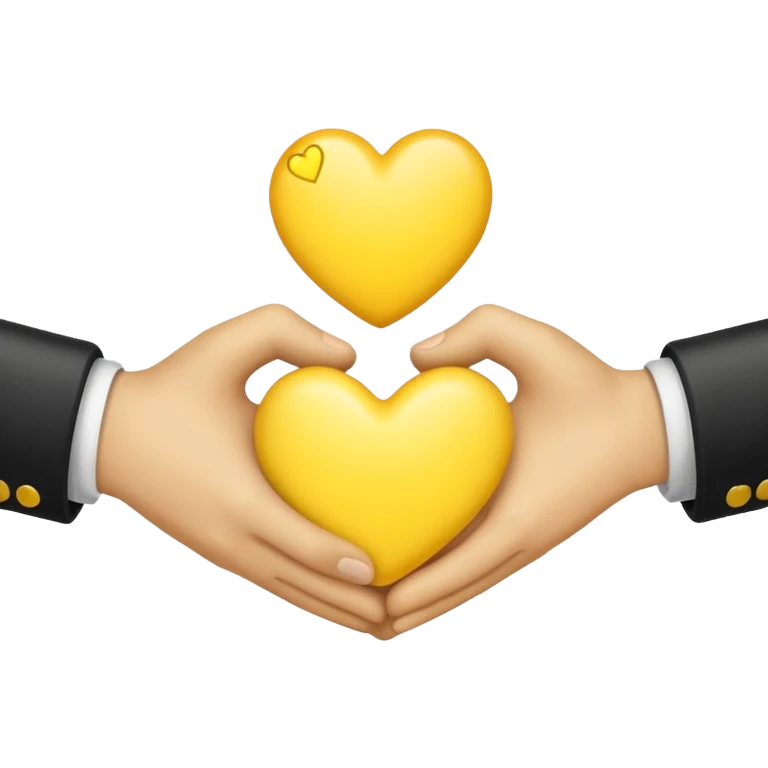 hand shake + yellow small Heart emoji