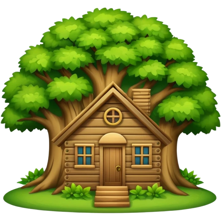 house covered by tree emoji