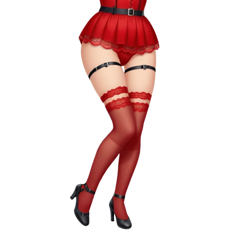 Lacey thigh high with garter belt red emoji