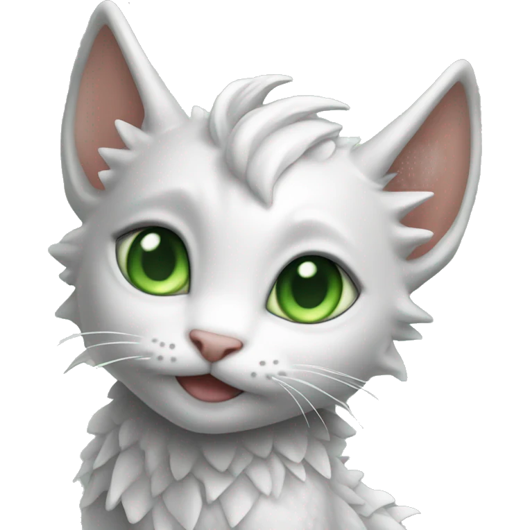 white dragon wings on grey kitten with green eyes emoji