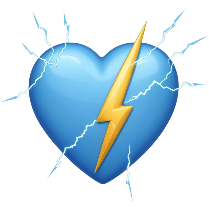 blue heart with a lightning bolt emoji