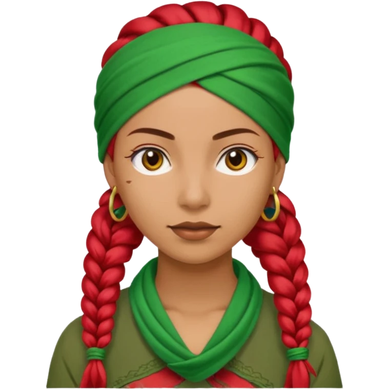 woman with red braids and a green bandana emoji