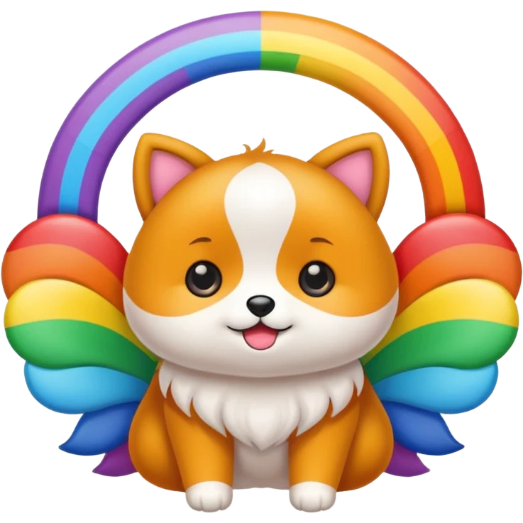 Faça um Lulu da Pomerânia colorido com as cores do arco-íris e o rosto dele também não só o rosto emoji