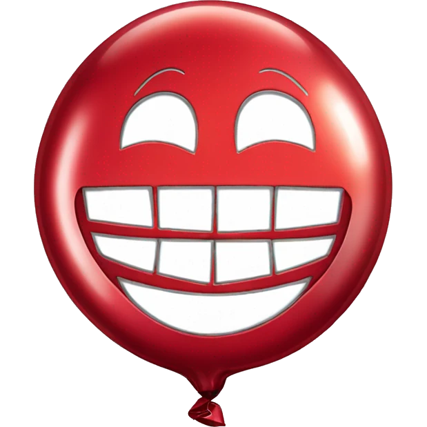 Red foil birthday balloon shaped like smiley face emoji