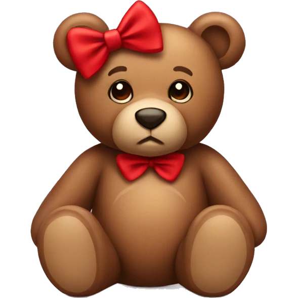 brown teddy bear with a red bow emoji