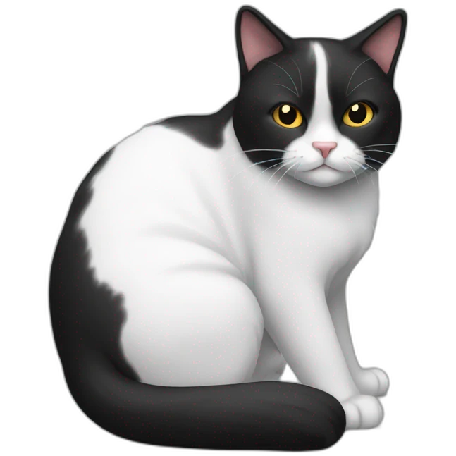 lazy black and white cat emoji