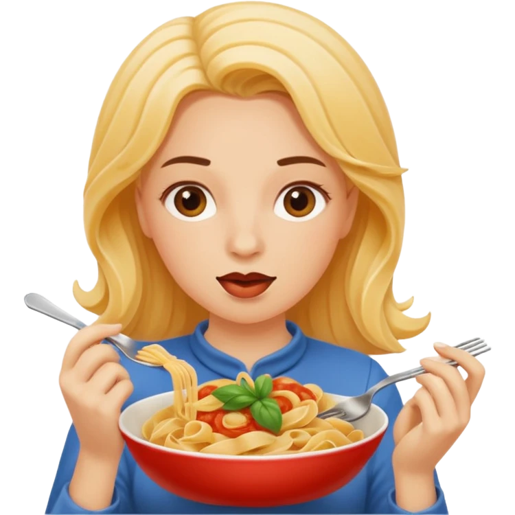 Une femme qui mange du pâte  emoji