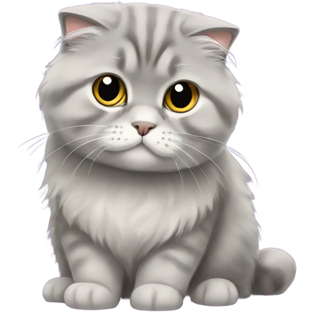gray scottish fold long-hair cat emoji