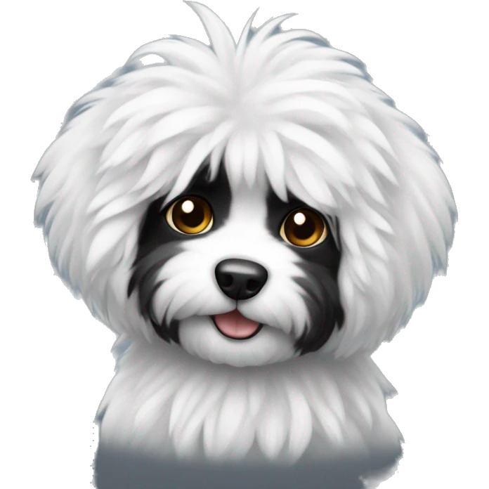 Black and white small fluffy dog emoji