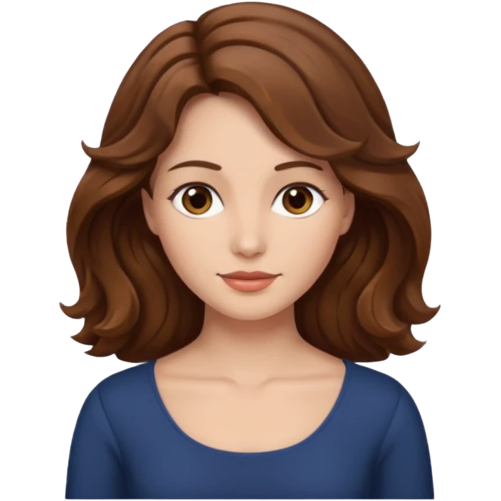 brown wavy hair woman, only face, no neck or torso showing emoji