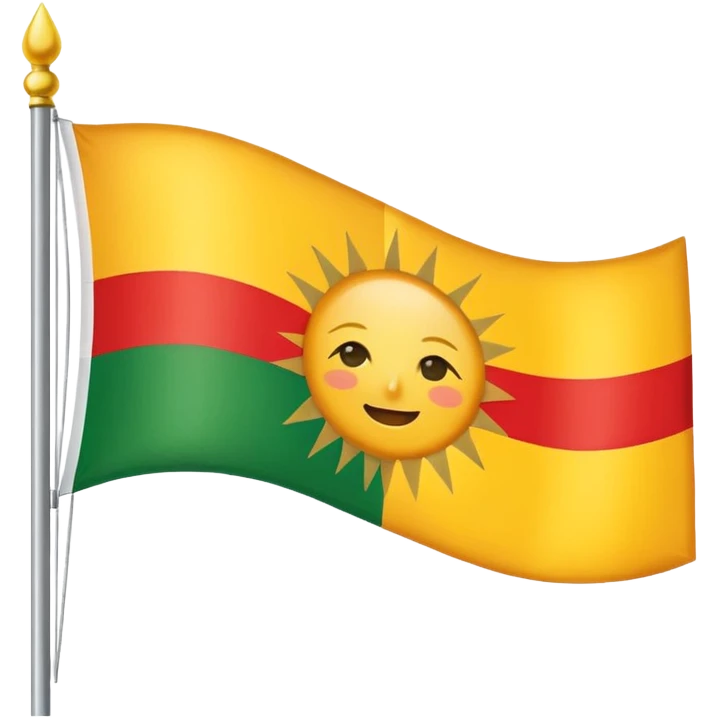 A flag with red on top then white then green and in the middle a sun emoji