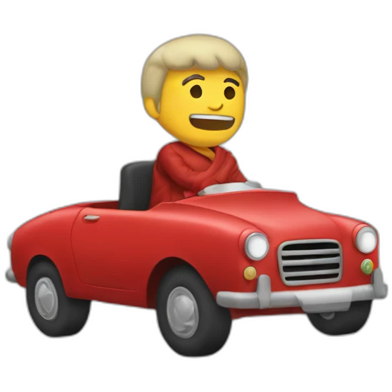 Gengis khan driving a red car emoji