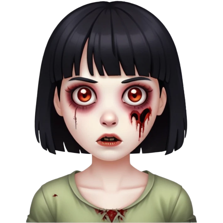 girl zombie with black hair and bangs emoji