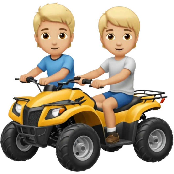 Can you make 2 blonde boys kids riding four wheelers emoji