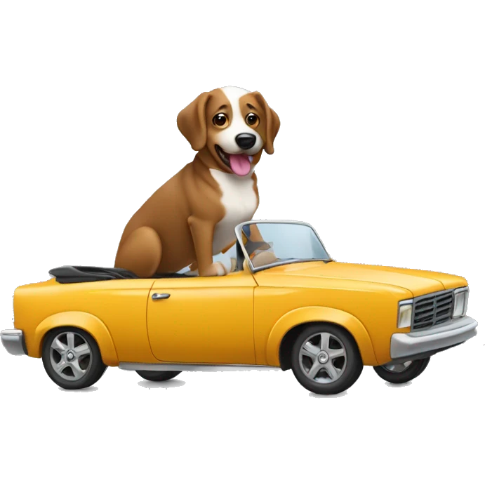 Brenise mountain dog driving a convertible  emoji