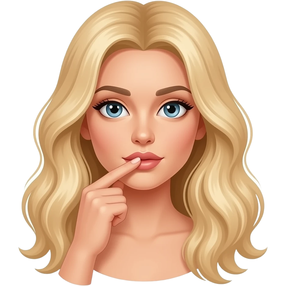 Frau, blonde lange Haare gibt kuss emoji